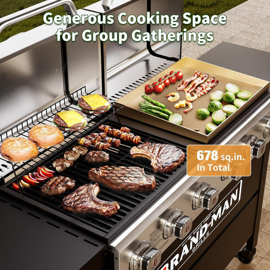 6 Burner Dual Outdoor BBQ Grill with Flat Top Griddle