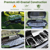 2-Burner Portable Propane Gas Grill-Green