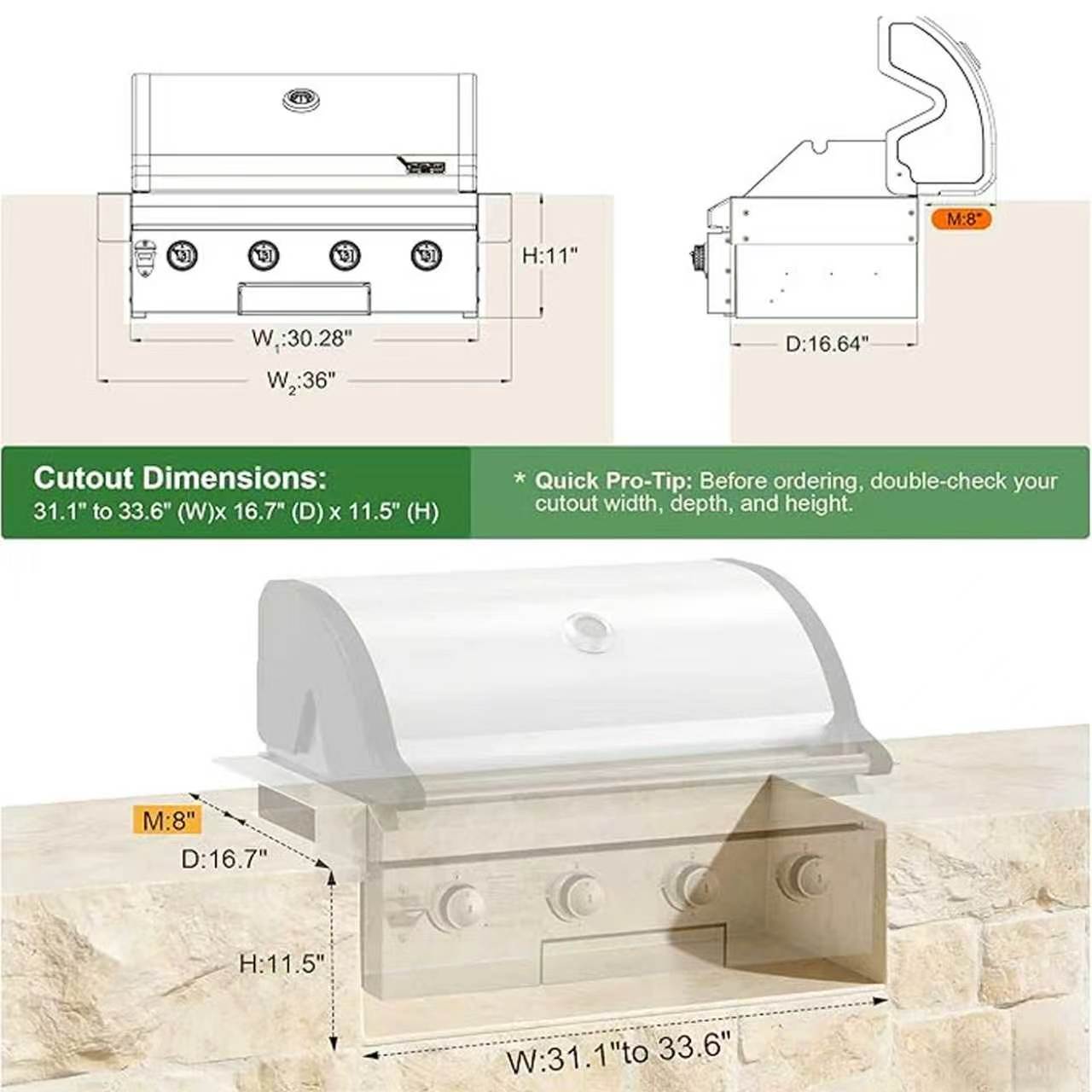 Rustler 4B Built-in Gas Grill