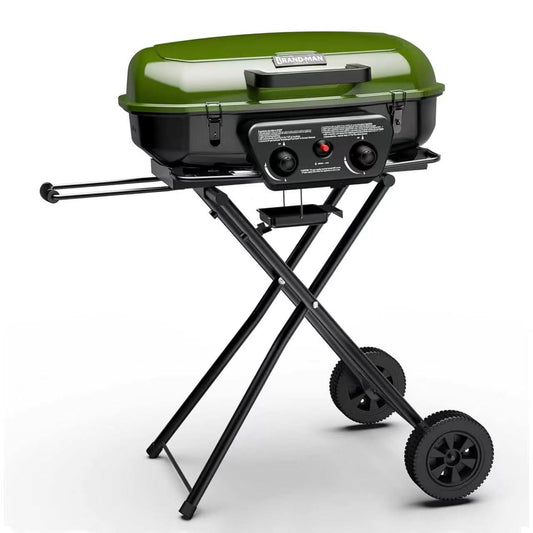2-Burner Portable Propane Gas Grill-Green