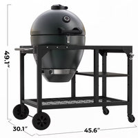 Brandman Steel Kamado Charcoal BBQ Smoker Grill with Mobile Cart